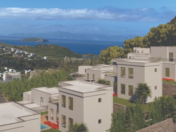 01 Sea view private pool villa for sale Bodrum Gumusluk 2321